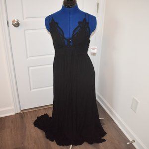 Free People XS Night Gown Black Floor Length
